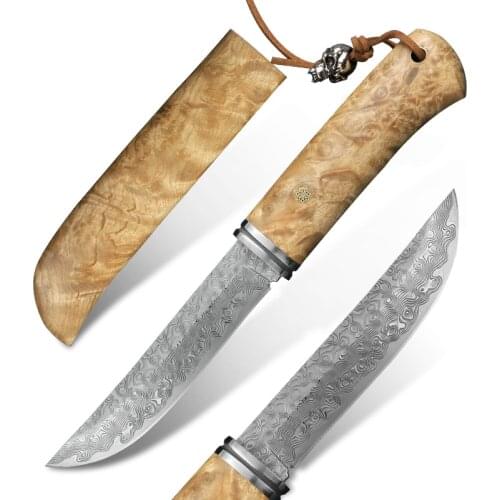 VG10 Damascus Steel Outdoor Survival Hunting Knife Small Samurai Sword Camping Fixed Blade Fishing Tool Tactical Knife