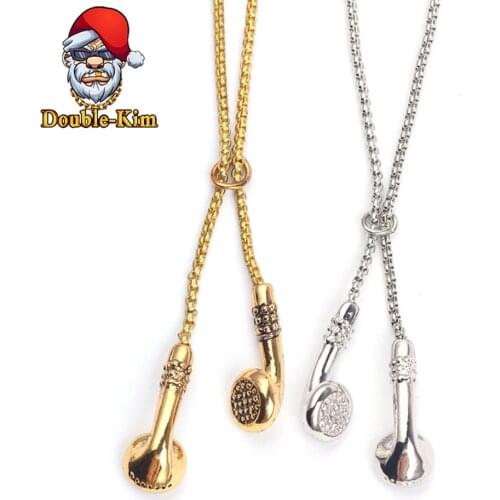 The Headset Men Pendant Necklace Hiphop Rock Street Culture Titanium Stainless Steel Pendant Necklace Fashion Man Jewelry Gift
