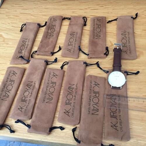 500pcs velvet small drawstring bags custom 5*15cm jewelry bags wholesale for watch, 1 color printing and DHL shipping include