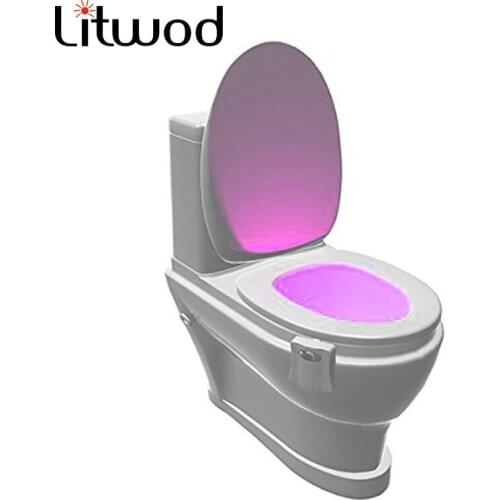 Z90 Night Lights Novelty Lighting Sensor Toilet Light LED Lamp Human Motion Activated PIR 8 Colours Automatic RGB Night lighting