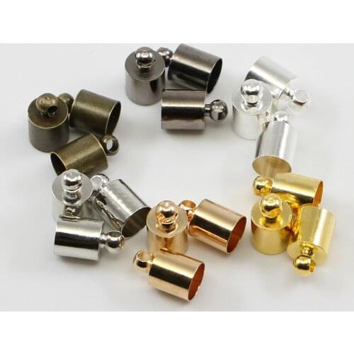 20-50Pcs/Lot End Crimp Caps Fit For 3 4 5 6 7 8 9 10mm Leather Cord Beads Caps For DIY Necklace Jewelry Making Findings Supplies