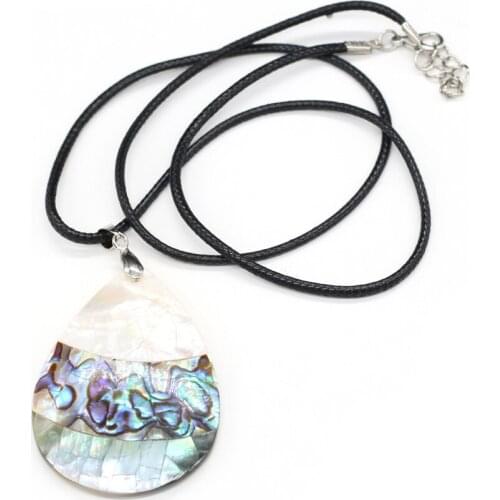 Natural Shell Necklace With Rope Length 55+5cm Fashion Durable Drop Shape Necklace Pendant For Women Charm Jewelry Gift 38x52mm