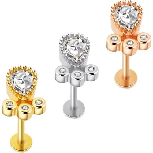 Lip Piercing 16g Cartilage Earring Stud Tragus Stud Earring Cartilage Piercing Jewelry Forward Helix Earrings Rook Daith Conch