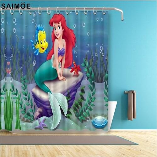 Popular The Little Mermaid Shower Curtains Movies Symbol Waterproof Polyester Fabric Bathroom Curtains For bathtub Decor