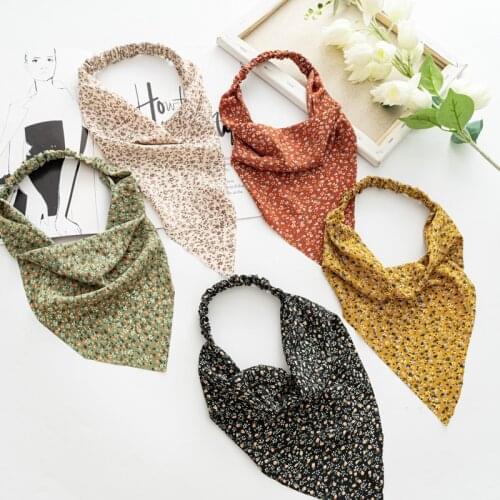 Multifunction womens all-match bag head triangle scarf elastic headband floral headband Triangular foe elastic Print headband