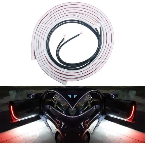 Car Door Opening Warning LED Lights Welcome Decor Lamp Strips Anti Rear-end Collision Safety Universal Auto Accessories White