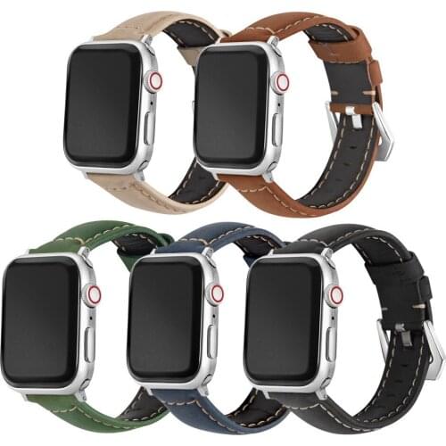 Genuine Leather Business Watchband for iWatch 40mm 44mm 42mm 38mm Sports Strap Band For Apple Watch Series 6 SE 2 3 4 5 Bracelet