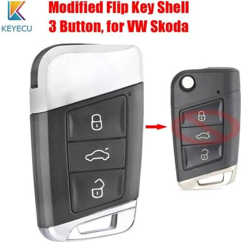 Keyecu Modified Folding Flip Remote Car Key Cover Case Shell 3 Buttons for VW Golf 7 GTI MK7 Skoda Octavia A7 Seat