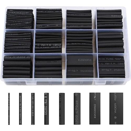 650pcs black box heat shrinkable tube 2:1 electronic DIY kit insulated polyolefin sheathed heat shrinkable tube cable tube