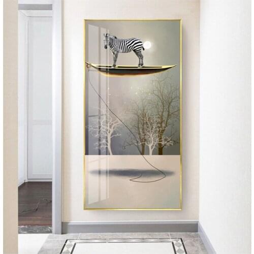 Japanese Wall Art Pic Abstract Horse Deer Zebra Boating Canvas Painting Big Yellow Poster Print for Living Room Tableaux Poster