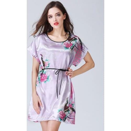 Sexy Lingerie Women Nightgown Sleepshirts Faux Silk Nightdress Sleepwear Pyjamas Women Nightwear Satin Nightie Night Dress ND-K1