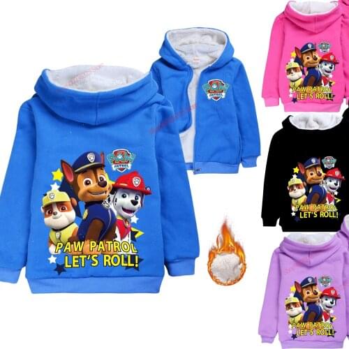 Winter Fleece High Paw Patrol Pullover Hoodie Children Marshall Rubble Chase Zip Cotton Coat Streetshirt High Quatity Clothes