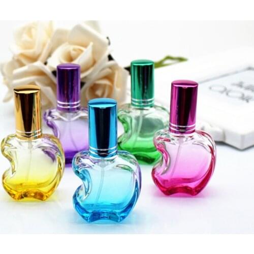 1PC 12ml Colorful Apple Shaped Empty Glass Perfume Bottle Small Sample Portable Parfume Refillable Scent Sprayer Bottle