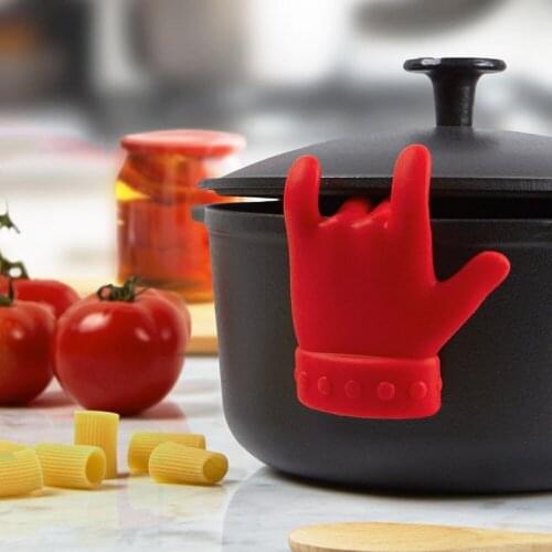 1PC Pan Pot Clips Multi-functional Silicone Hand Shape Lids Holder Home Kitchen Spill-proof Anti-overflowing Tool