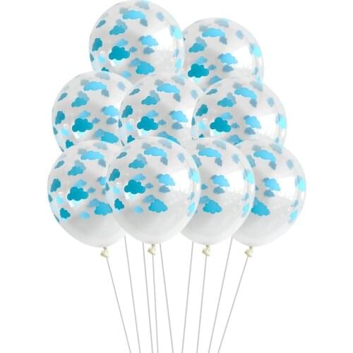 10pcs 12" Blue Clear Cloud Balloons Boy Airplane Toy 1st Birthday Decor Hawaii Theme Kids Birthday Party Supplies Air Globos