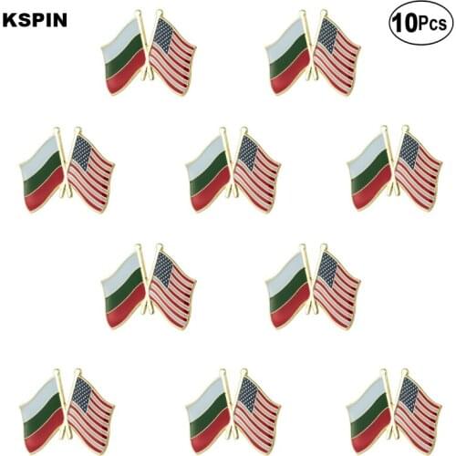 Badge Bulgaria USA Lapel Pin Flag badge Brooch Pins Badges 10Pcs a Lot
