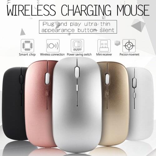2.4G 4-Buttons 1600DPI Wireless Silent Mouse Rechargeable Wireless Mouse Silent Button Ultra Thin USB Optical Mice Wireless Mice