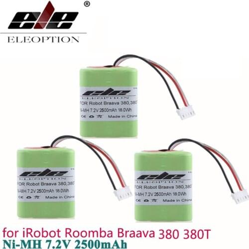 3PCS 7.2Volt 18.0Wh New 2.5Ah 2500mAh Ni-MH 7.2V Rechargeable Battery for iRobot Roomba Braava 380 380T