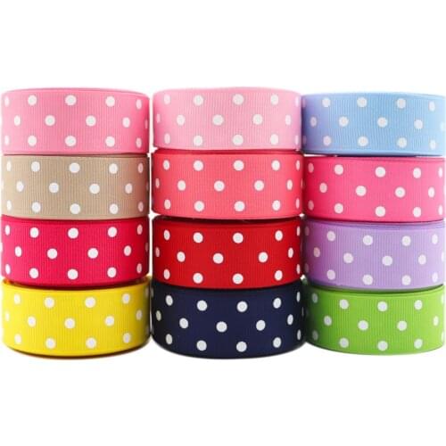 50 Yards 7/8'' (22mm) polka dots printed grosgrain ribbons DIY hairbow ribbon YM15113029