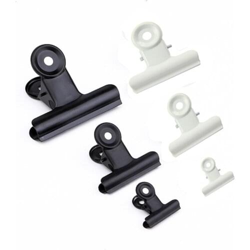 500Pcs/Lot White Black Round Metal Grip Clips Bulldog Clip Metal Ticket Paper Clip For Tags Bags Office Wholesale