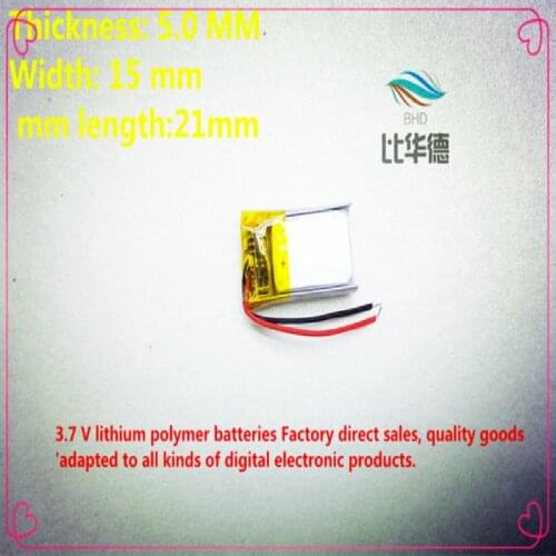 501521 501520 051521 110mah 3.7V lithium-ion polymer battery quality goods quality of CE FCC ROHS certification authority