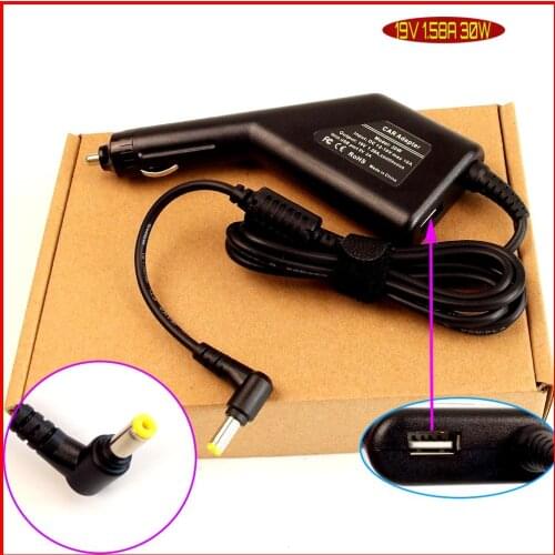 Laptop DC Power Car Adapter Charger 19V 1.58A + USB Port for Acer Aspire One 531H 532H 532G 751H D150 D250 D255 D257 D260
