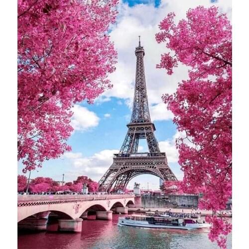 Eiffel Tower 5D DIY Diamond Painting by Number Kits Full Drill Embroidery Paintings Pictures Arts Craft for Home Wall Decor
