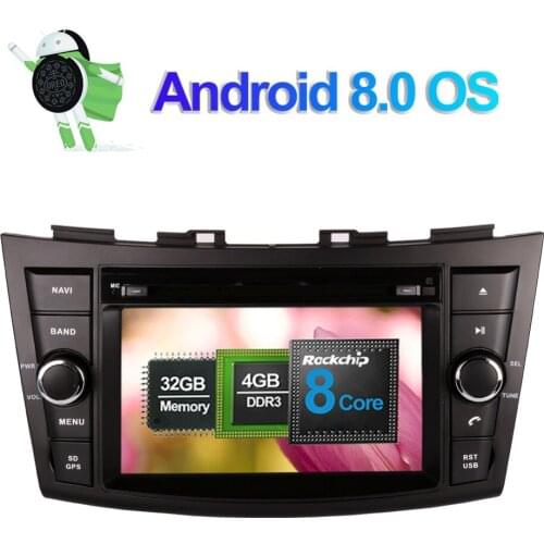 7 Inch Android 8.0 Octa Core 4GB RAM Car Auto Radio Stereo with GPS Navigation For Suzuki Swift 2011- CD DVD Multimedia Player