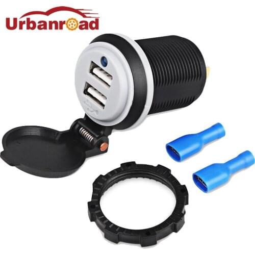 Urbanroad 4.2A Dual USB Car Socket Charger Adapter Power 2 Ports 5V 12v Motorcycle USB Socket Cigarette Lighter Boat Auto Truck