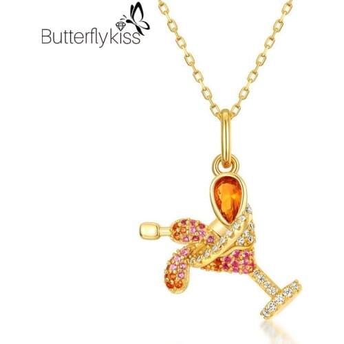 BK Ice Cream Necklace Pendants For Women Summer Desserts Multicolor Zircon Sweet Fashion Unique Pendants Promise Fine Jewelry