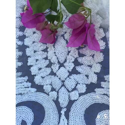 French net embroidered lace fabric for party dress top sale JRB-52724 gold glued glitter lace fabric