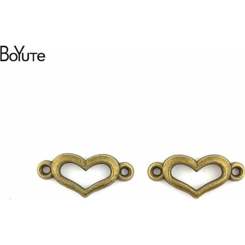 BoYuTe (100 Pieces/Lot) 20*9MM Antique Bronze Plated Heart Connector Charms Pendants for Jewelry Making Diy Handmade Craft