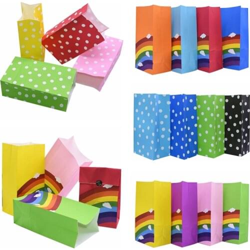 Polka Dot Rainbow Pattern Paper Bags Multicolor Candy Snack Bags for Wedding Birthday Kids Favor Party Gift Wrapping Supplies 75