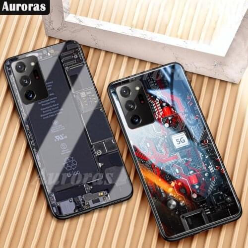 For Samsung Galaxy Note 20 Ultra Case Explorer Painted Tempered Glass Cover For Samsung Note 20 S21 Ultra Plus Shockproof Case