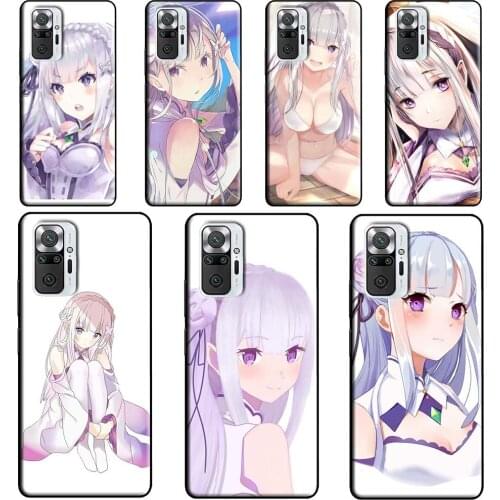 Re Zero Emilia Phone Case For Xiaomi Redmi Note 10 8 9 Pro Note 8T 9S Coque For Redmi 9C 9T K40 7A 8A 9A