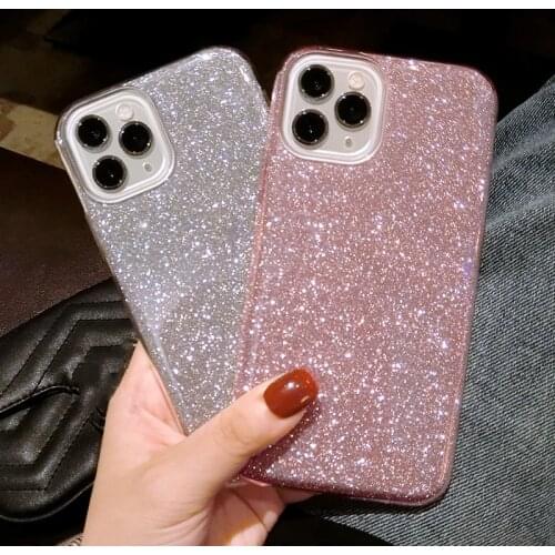 Ottwn Bling Powder Phone Case For iPhone 11 Pro Soft Silicone TPU Shiny Glitter Candy Color Cover For iPhone 11 11 Pro Max Shell