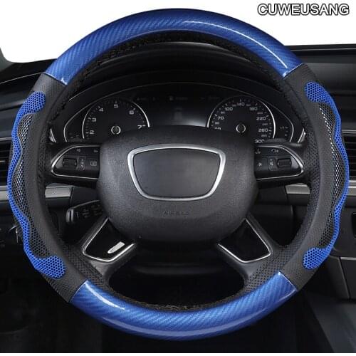 CUWEUSANG Carbon Fiber Leather Car Steering Wheel Cover For Chevrolet Cruze Captiva Lacetti Aveo Niva Spark Sonic Trax Camaro