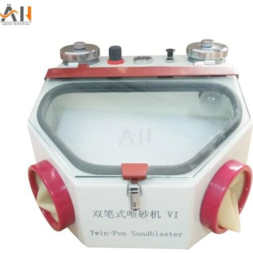 Twin pen dental lab equipment sandblasting machine with dust collector