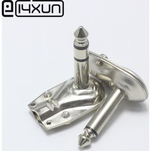 EClyxun 1Pcs Metal Right Angle 6.35 90 Degree 2/3 Pole Mono/Stereo Jack Plug 6.35mm Guitar Phone Amplifier Connector