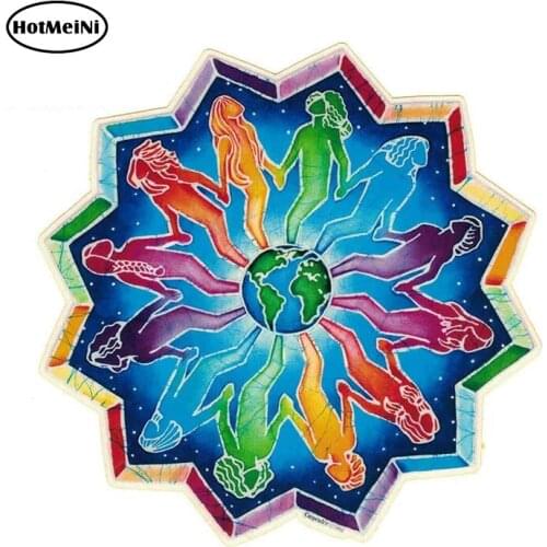 HotMeiNi 13cm x 13cm Car Stickers People Encircling the Earth Mandala Decal Window Car Bumper Sticker Decoration Graphics