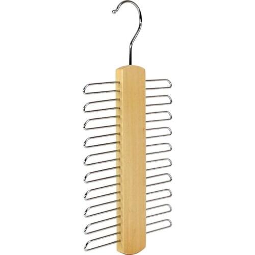 Quality Store 20 Bar Wooden Tie Hanger - Scarfs & Belt Rack Organiser Hang Ties Belt Organize Circle Storage Holder Clothes hang