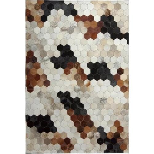 American style natural cowhide seamed rug 140*200 cm , gray color genuine cows skin carpet for living room, fur bedside carpet