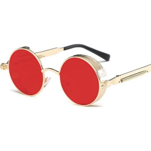 Shipping Gothic Steampunk Round Metal Sunglasses for Men Women Mirrored Circle Sun Glasses Brand Designer Retro Gafas De Sol