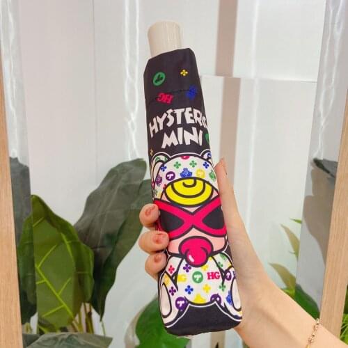 TEDDY BLACK SUPER PACIFLE MINI TRIFLE AUTO OPENING AND CLOSED BLACK TAPE SUN-SHIELDING SUN-SHIELDING UV-SHIELDING UMBRELLA