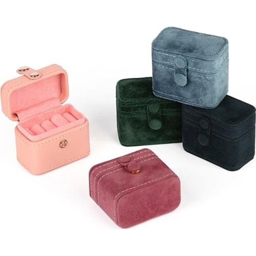 Hot sale mini button jewelry box fashion Pu/flannelette ring box pair ring earrings pendant box Bracelet storage box 6.5x3.8x5cm