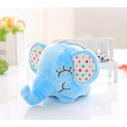 Fashion Cute 3D Elephant Plush Doll Animal Pendant Toy Key Ring Chain Woman Bag Charms PomPom Car Keychain Party Trinket Gifts