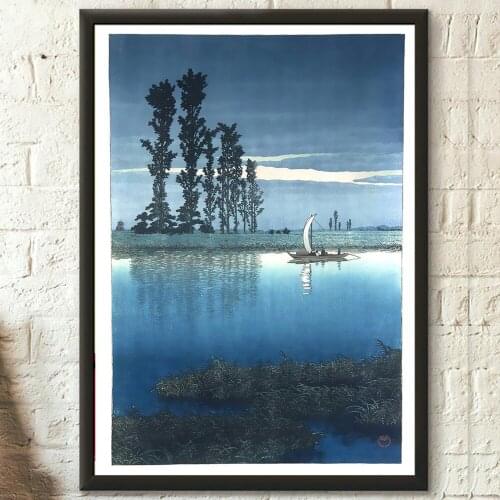 Modular Ushibori Evening Canvas Painting Wall Artwork Ukiyo-e Kawase Hasui Pictures Home Decor Bedroom Japanese Scenery Poster