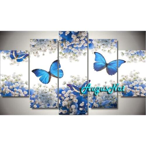 Multi pictures combination diamond painting kit 5d diy full drill diamond sticker butterfly wall art flower rhinestone pasted