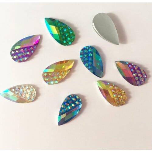 New 100pcs 9*18mm AB Resin Teardrop Flatback Rhinestone Scrapbook Embellishment Crafts PR78*5