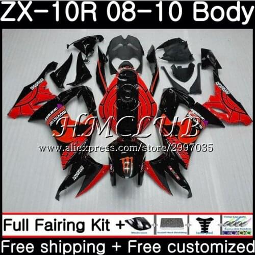 New red blk Bodywork For KAWASAKI NINJA ZX10R ZX1000C 2008 2009 2010 63HC.14 ZX 10R ZX 10 R ZX1000 ZX-10R 08 09 10 Fairing kit